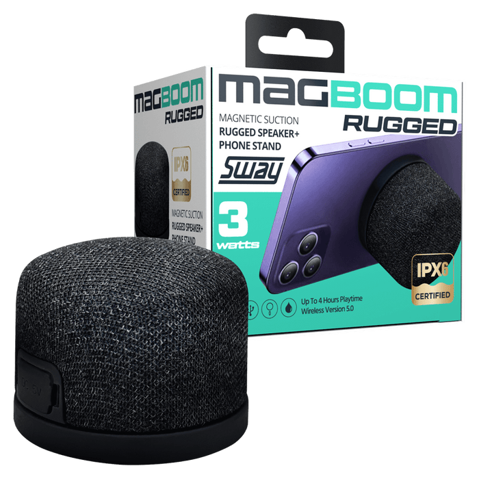 Sway MagBoom RUGGED Water Resistant MagSafe Bluetooth Speaker Black