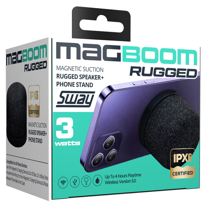 Sway MagBoom RUGGED Water Resistant MagSafe Bluetooth Speaker Black