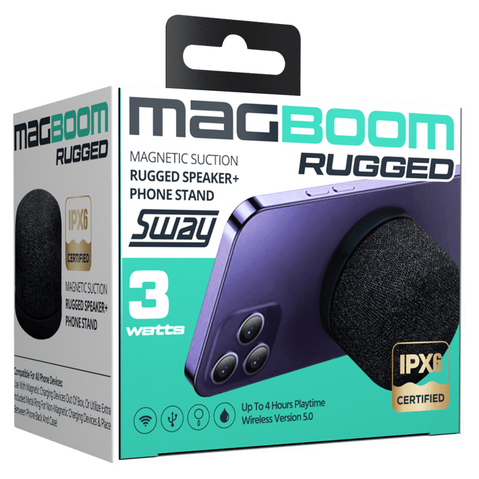 Sway MagBoom RUGGED Water Resistant MagSafe Bluetooth Speaker Black