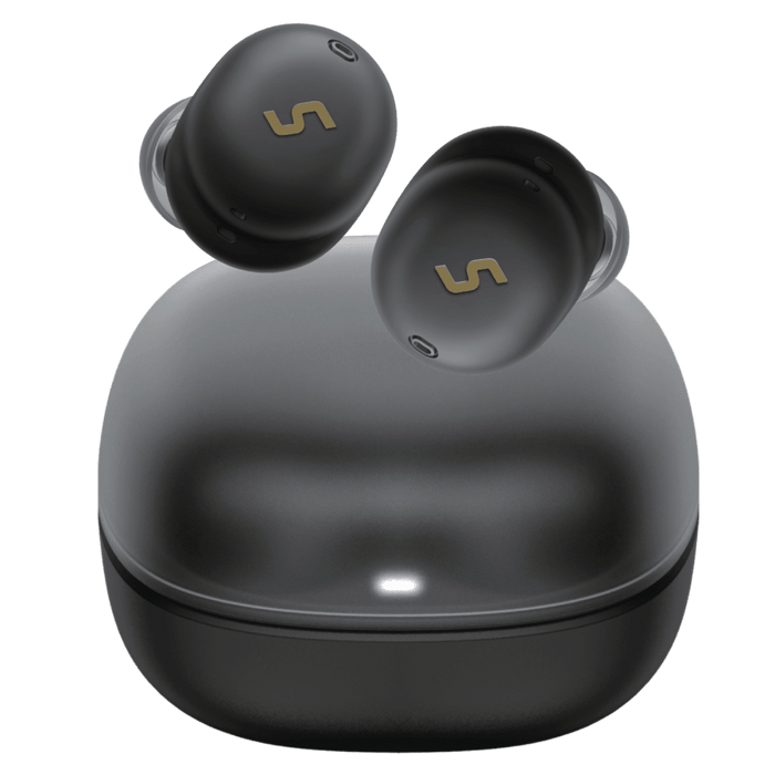 Sway Comfort Fit Ultra Portable True Wireless Headphones with Power Go Charging Case Black