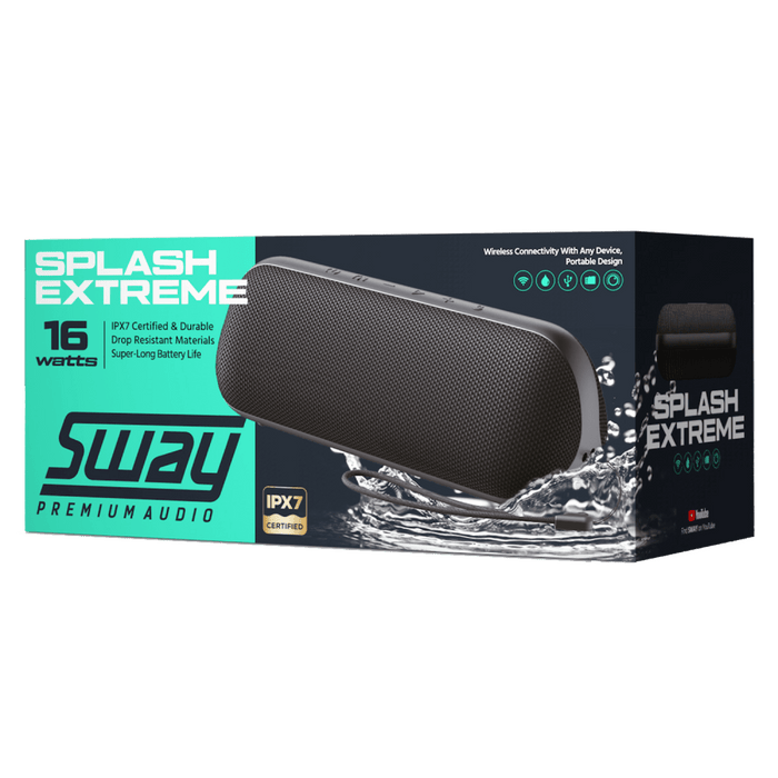Sway Splash Extreme Waterproof Bluetooth Speaker Black