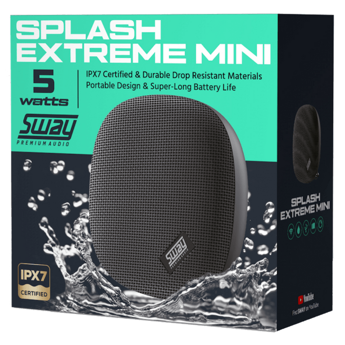 Sway Splash Extreme Mini Waterproof Bluetooth Speaker Black