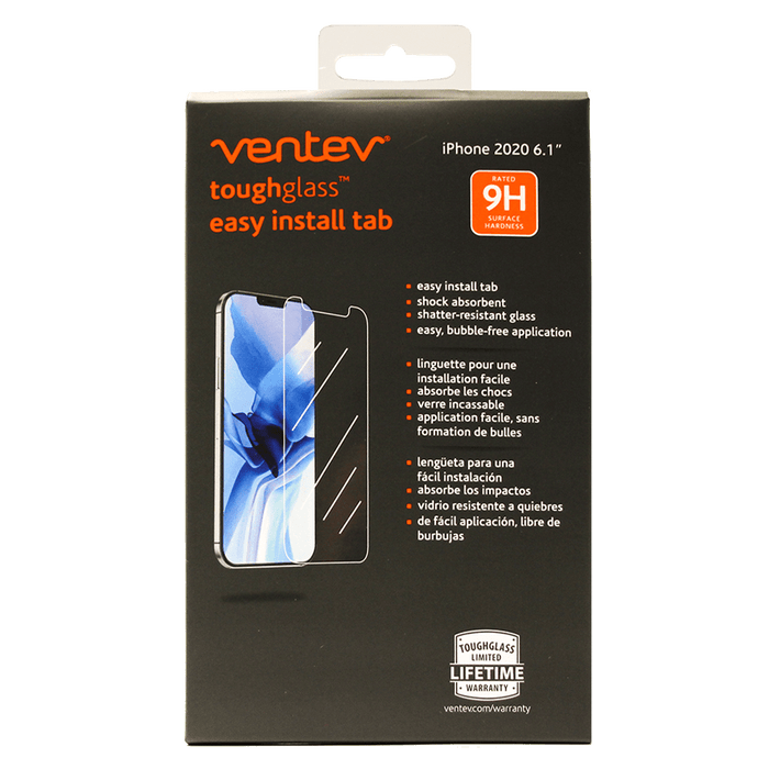 Ventev toughglass easy install tab Tempered Glass Screen Protector for iPhone 12 / 12 Pro Clear