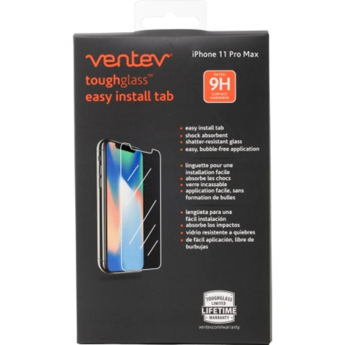 Ventev toughglass easy install tab Tempered Glass Screen Protector for Apple iPhone 11 Pro Max / Xs Max Clear
