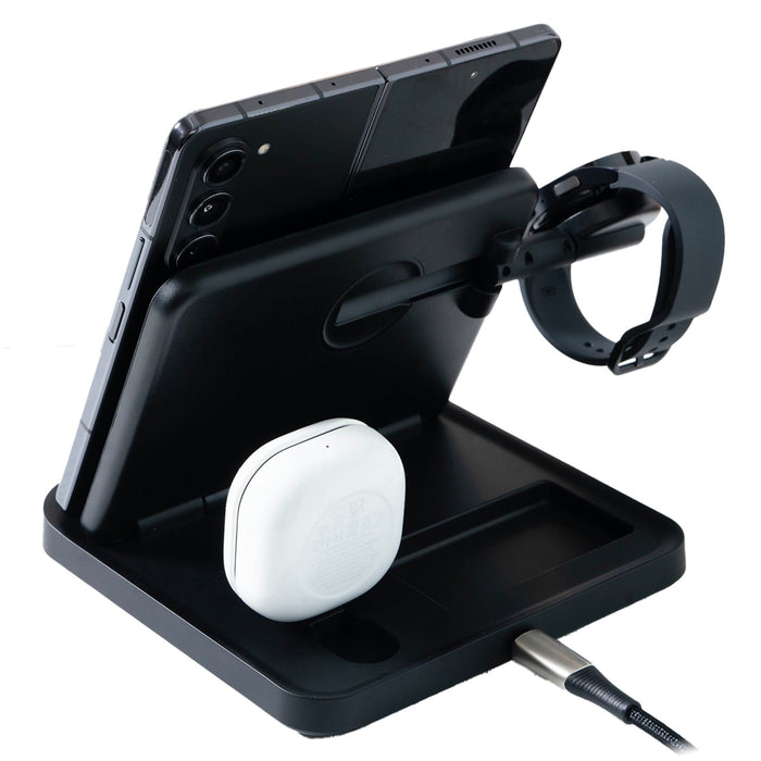 prodigee Trio Fold Station 3 in 1 Charger for Samsung Devices Gray