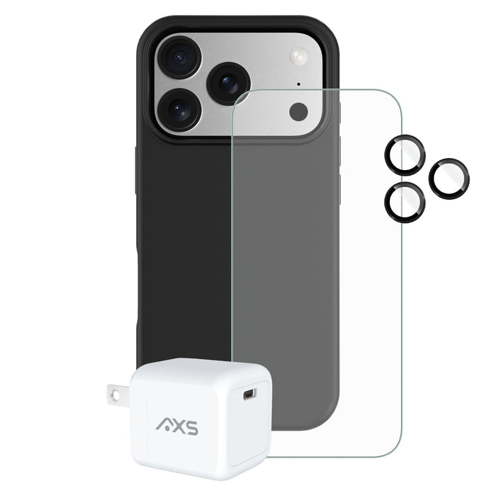 AXS Pulse Starter Kit 4-in-1 Bundle (Case / Screen Protector / Wall Charger / Lens Protectors) for Apple iPhone 17 Pro Max