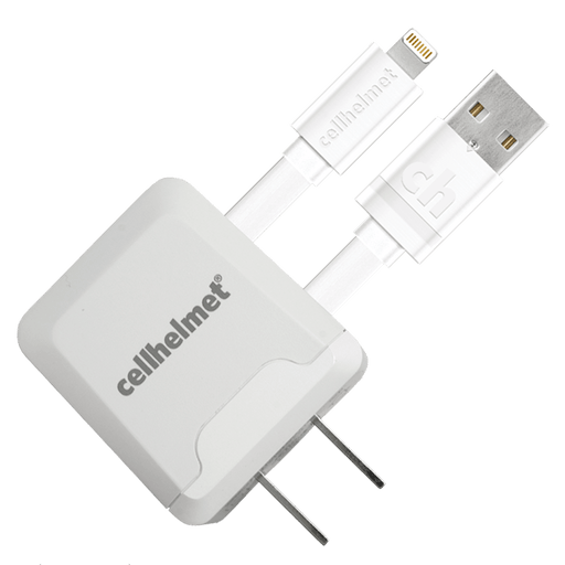 cellhelmet Wall Charger 2.1A with Apple Lightning Cable 3ft White