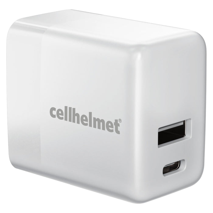 Cellhelmet USB A and USB C Dual Wall Charger 20W PD White