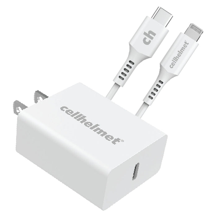 Cellhelmet PD USB C Wall Charger 20W and USB C to Apple Lightning Cable 3ft