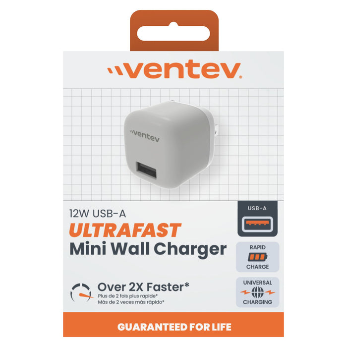 Ventev 12W USB-A Universal Mini Wall Charger Gray