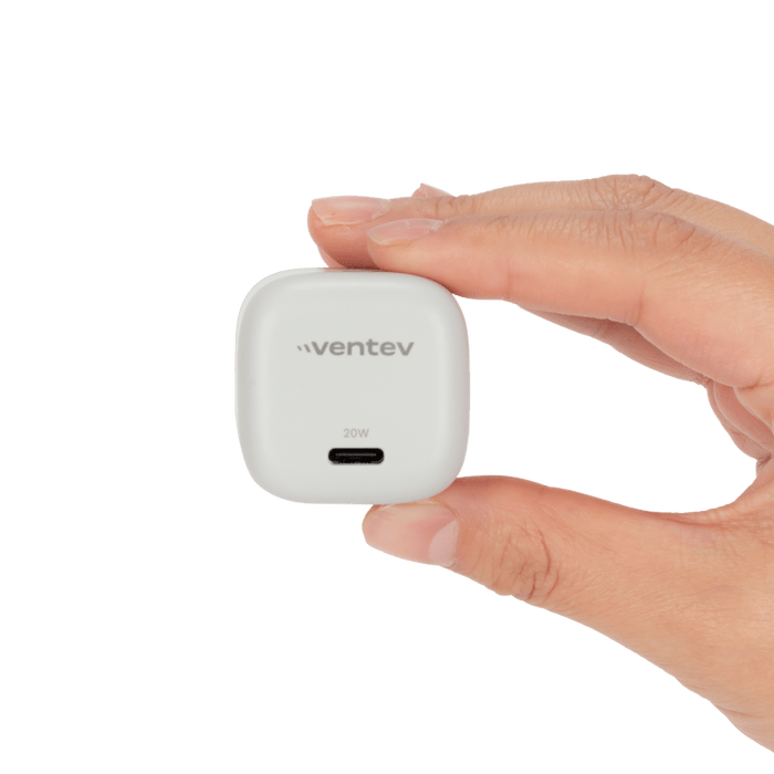 Ventev 20W PD USB C Mini Wall Charger and USB C to Apple Lightning Cable 3.3ft White