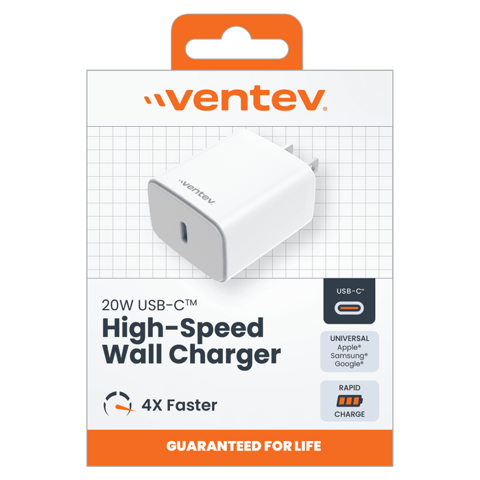 Ventev ULTRAFAST 20W PD High Speed USB C Wall Charger White