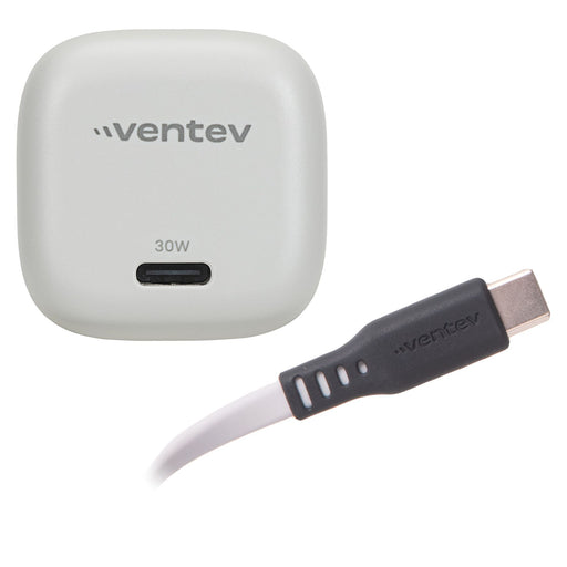 Ventev 30W ULTRAFAST USB-C Mini GaN Wall Charger and USB-C to USB-C Cable