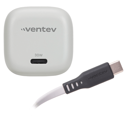 Ventev 30W ULTRAFAST USB C Mini GaN Wall Charger and USB C to USB C Cable