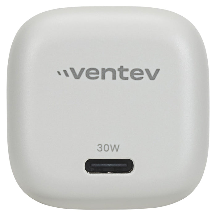 Ventev 30W ULTRAFAST USB-C Mini GaN Wall Charger and USB-C to USB-C Cable White
