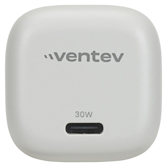 Ventev 30W ULTRAFAST USB-C Mini GaN Wall Charger and USB-C to Apple Lightning Cable Gray