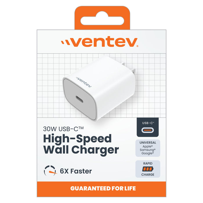 Ventev 30W ULTRAFAST USB-C Universal Wall Charger White