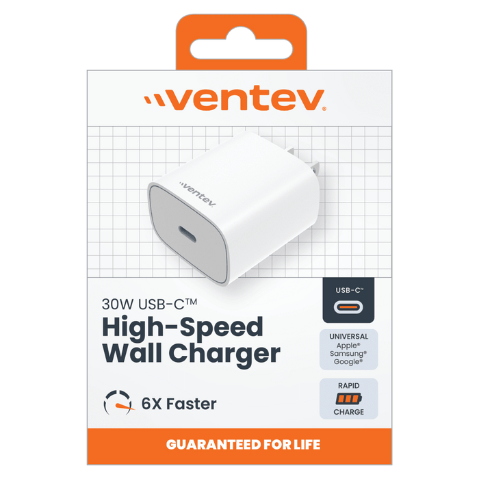 Ventev ULTRAFAST 30W PPS High Speed USB C Wall Charger White