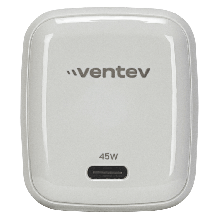 Ventev ULTRAFAST GaN Mini 45W Wall Charger and 5A USB C to USB C Cable White