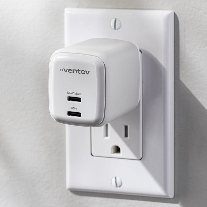 Ventev 65W ULTRAFAST USB C Universal Dual GaN Mini Wall Charger