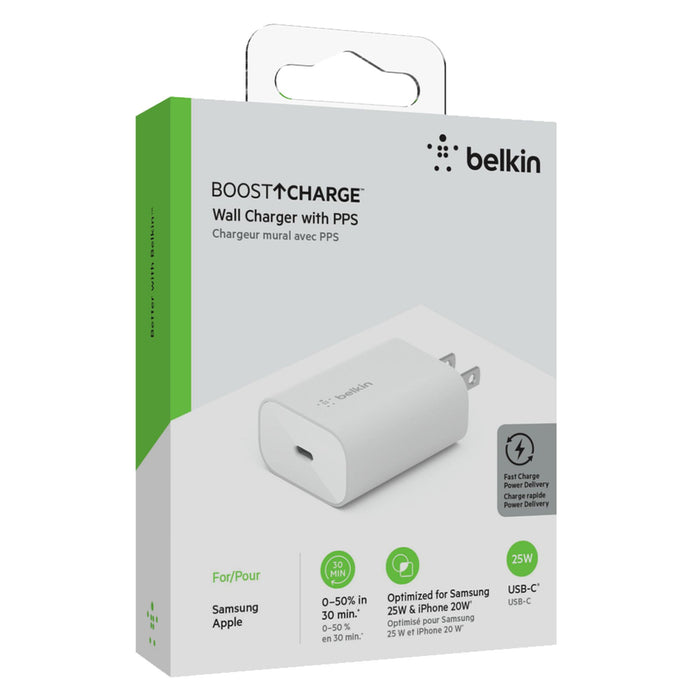 Belkin Boost Charge 25W USB C PD PPS Wall Charger White