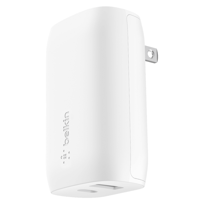 Belkin Dual Port USB A and USB C PD 37W Wall Charger with PPS White