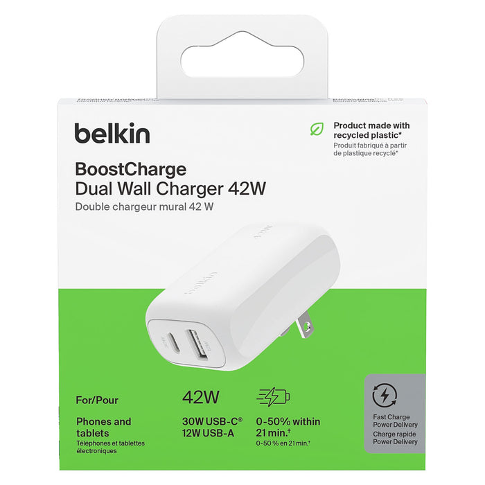 Belkin BoostCharge Dual Wall Charger PD 42W White