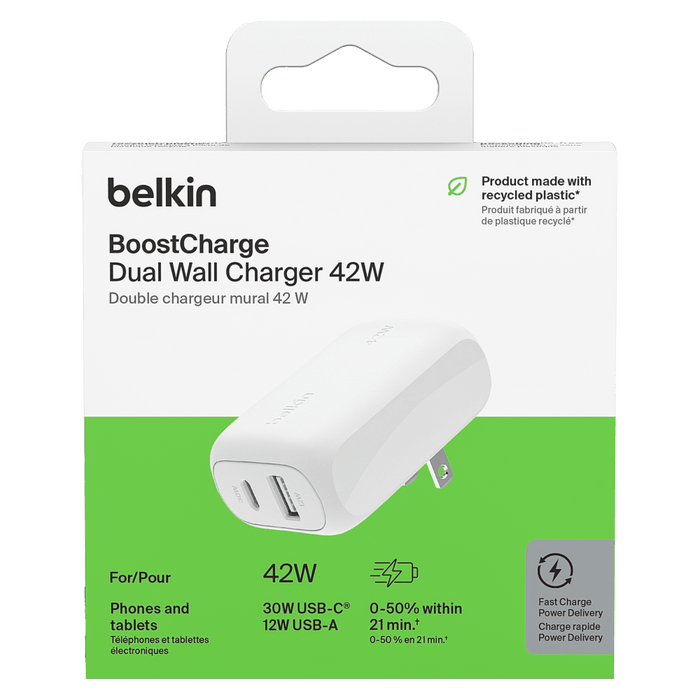 Belkin BoostCharge Dual Wall Charger PD 42W White