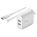 Belkin Dual Port USB A 24W Wall Charger with Apple Lightning Cable 3ft