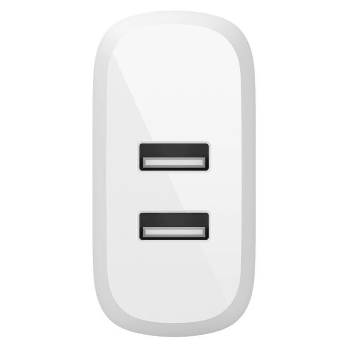 Belkin Dual Port USB A 24W Wall Charger with Apple Lightning Cable 3ft White