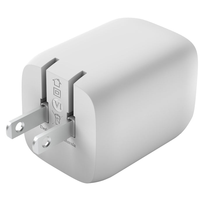 Belkin 65W Dual USB C GaN Wall Charger with PPS and USB C to USB C Cable White