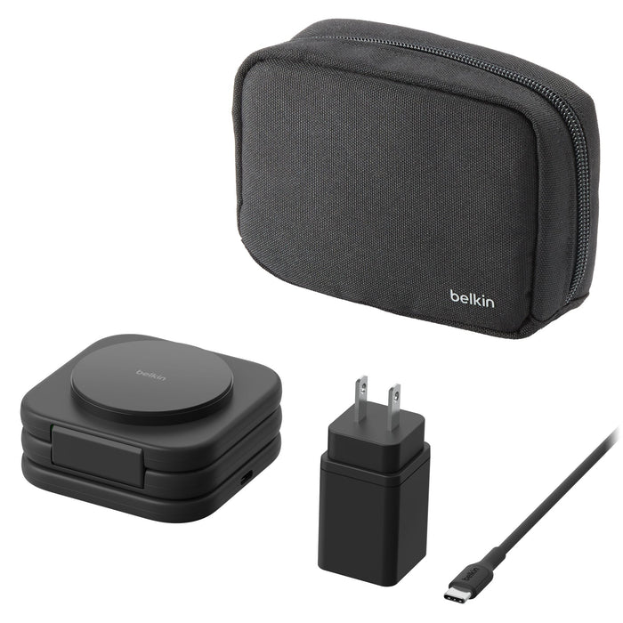 Belkin BoostCharge Pro 3-in-1 Magnetic Wireless Charging Travel Pad with Qi2 15W Black