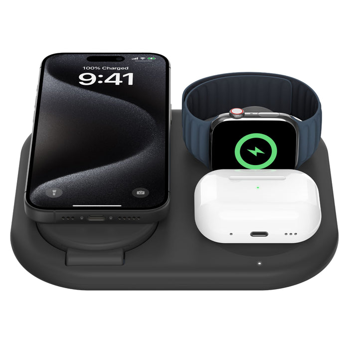 Belkin BoostCharge 3 in 1 Magnetic Foldable Wireless Charger with Qi2 15W Black