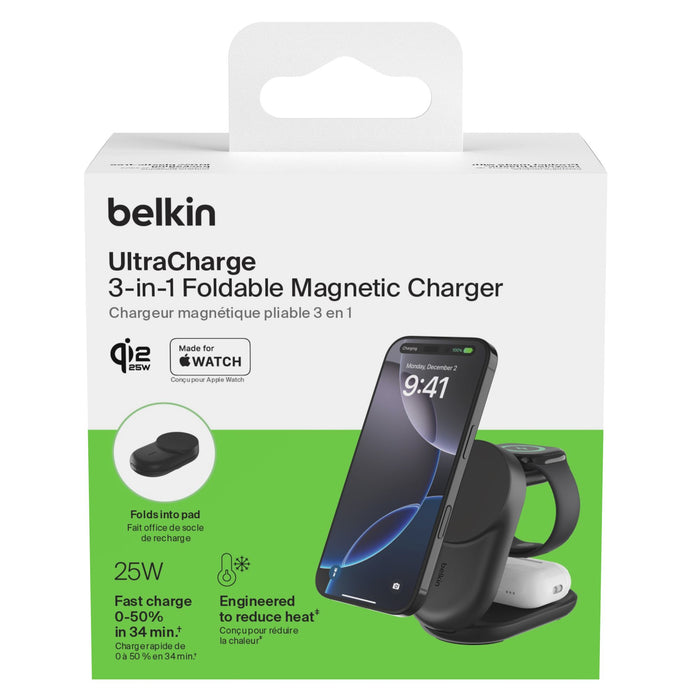 Belkin UltraCharge 3-in-1 Foldable Magnetic Charger with Qi2 25W