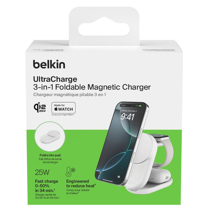 Belkin UltraCharge 3-in-1 Foldable Magnetic Charger with Qi2 25W