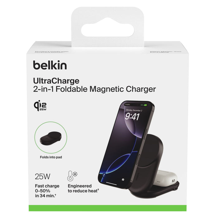 Belkin UltraCharge 2-in-1 Foldable Magnetic Charger with Qi2 25W