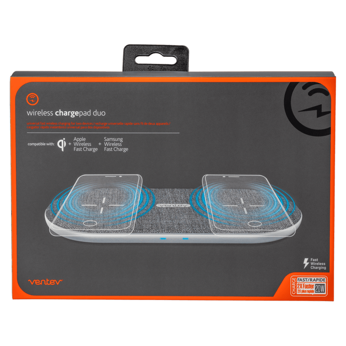 Ventev wireless chargepad duo 20W Gray and White