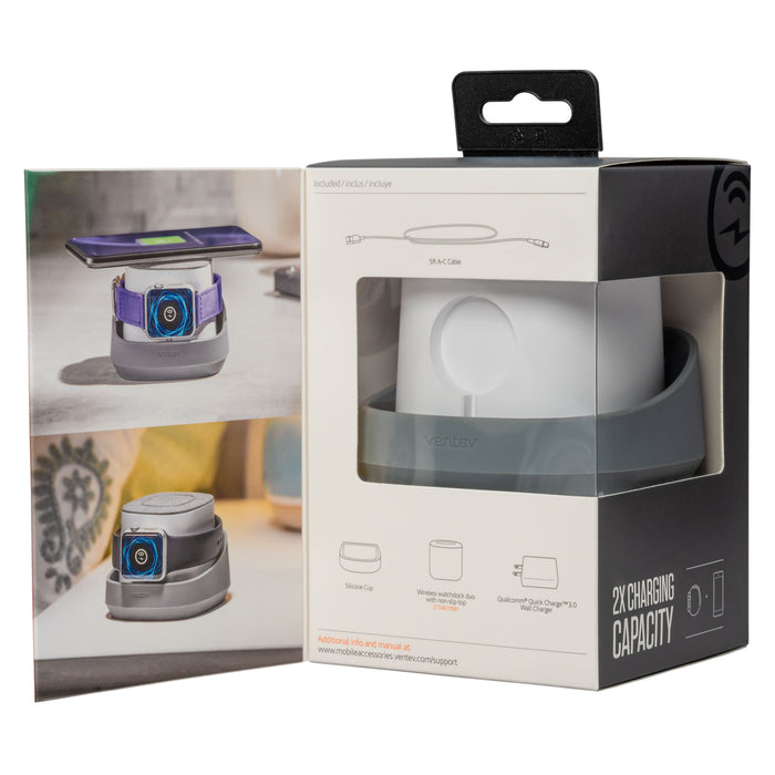 Ventev 10W Wireless Watchdock Duo Charging Pad Gray