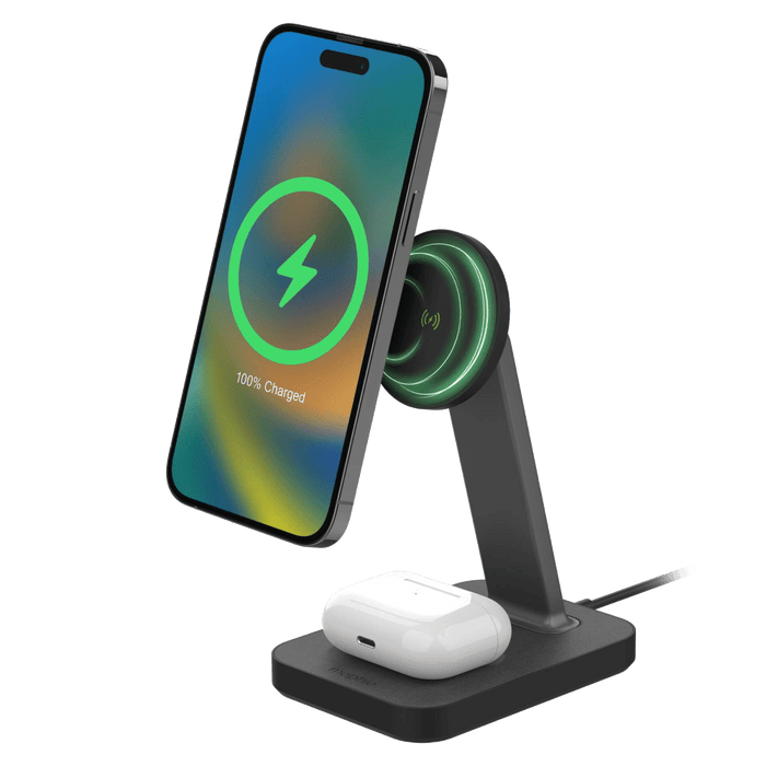 mophie Snap Plus MagSafe 2 in 1 Wireless Charging Stand and Pad 15W Black