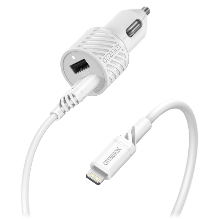 Dual USB A Port 12W Car Charger and USB A to Apple Lightning Cable 1m
