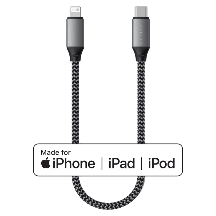 Satechi USB C to Apple Lightning Cable 10in Space Gray