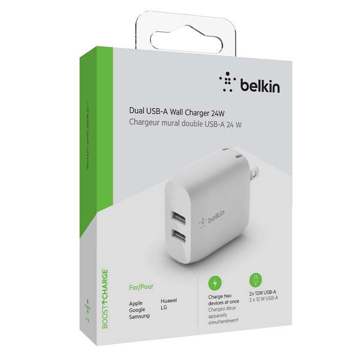 Belkin Dual Port USB A 24W Wall Charger White